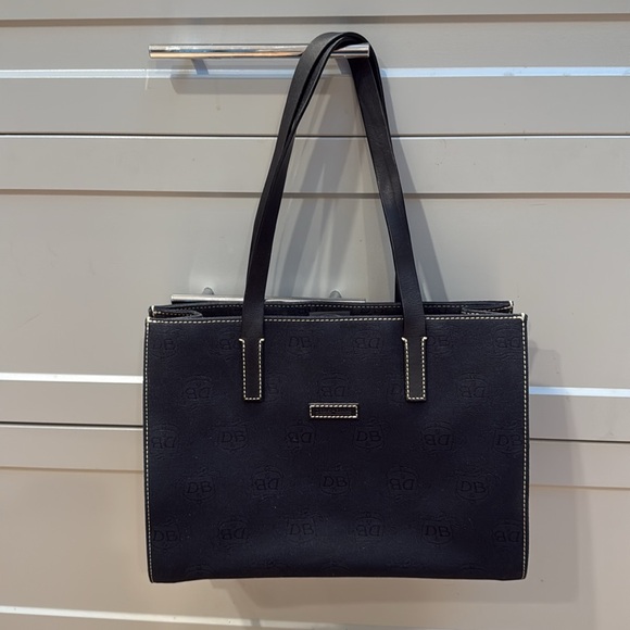 Dooney & Bourke Bag Black Tote EUC w White Stitching - Picture 3 of 11